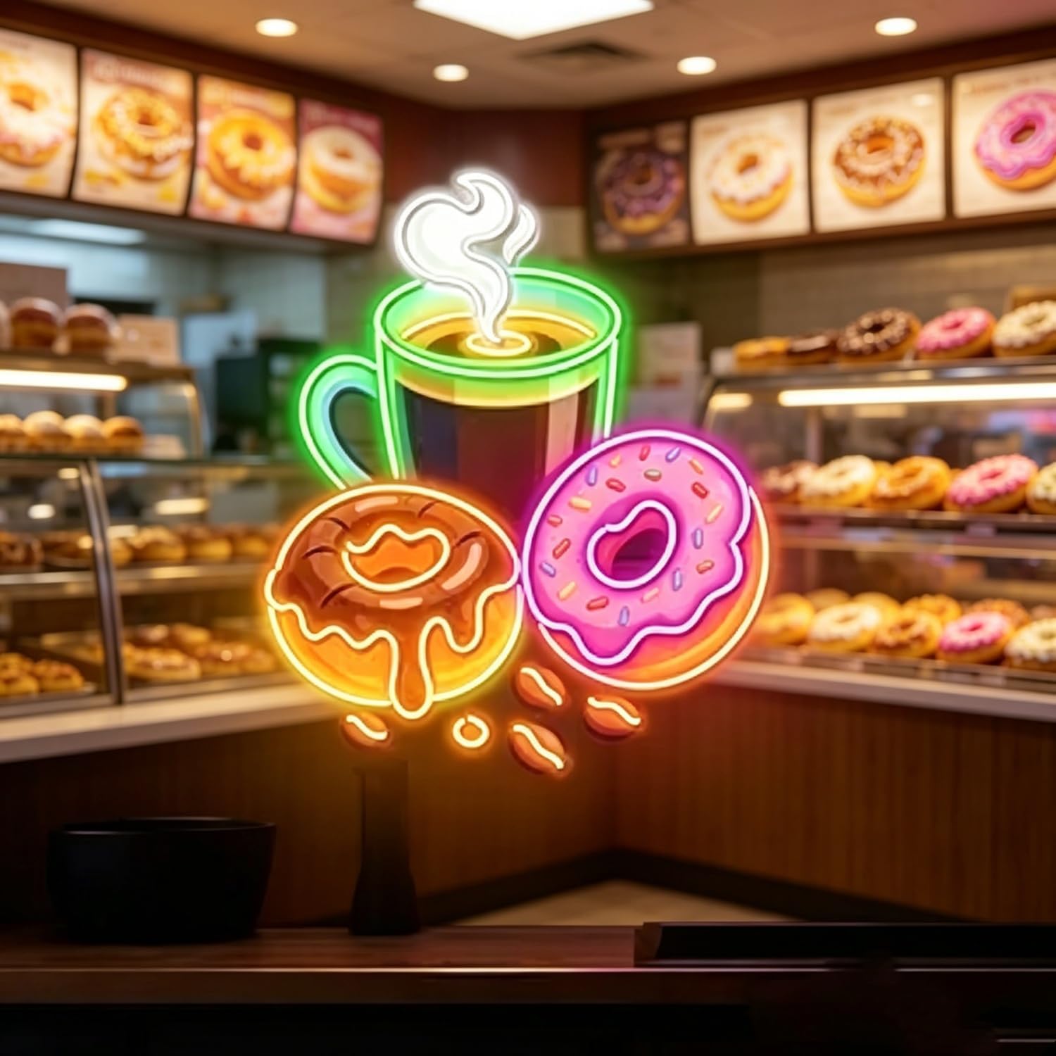 Commercial Kitchen Store - 도넛 LED 네온사인 USB 전원 네온