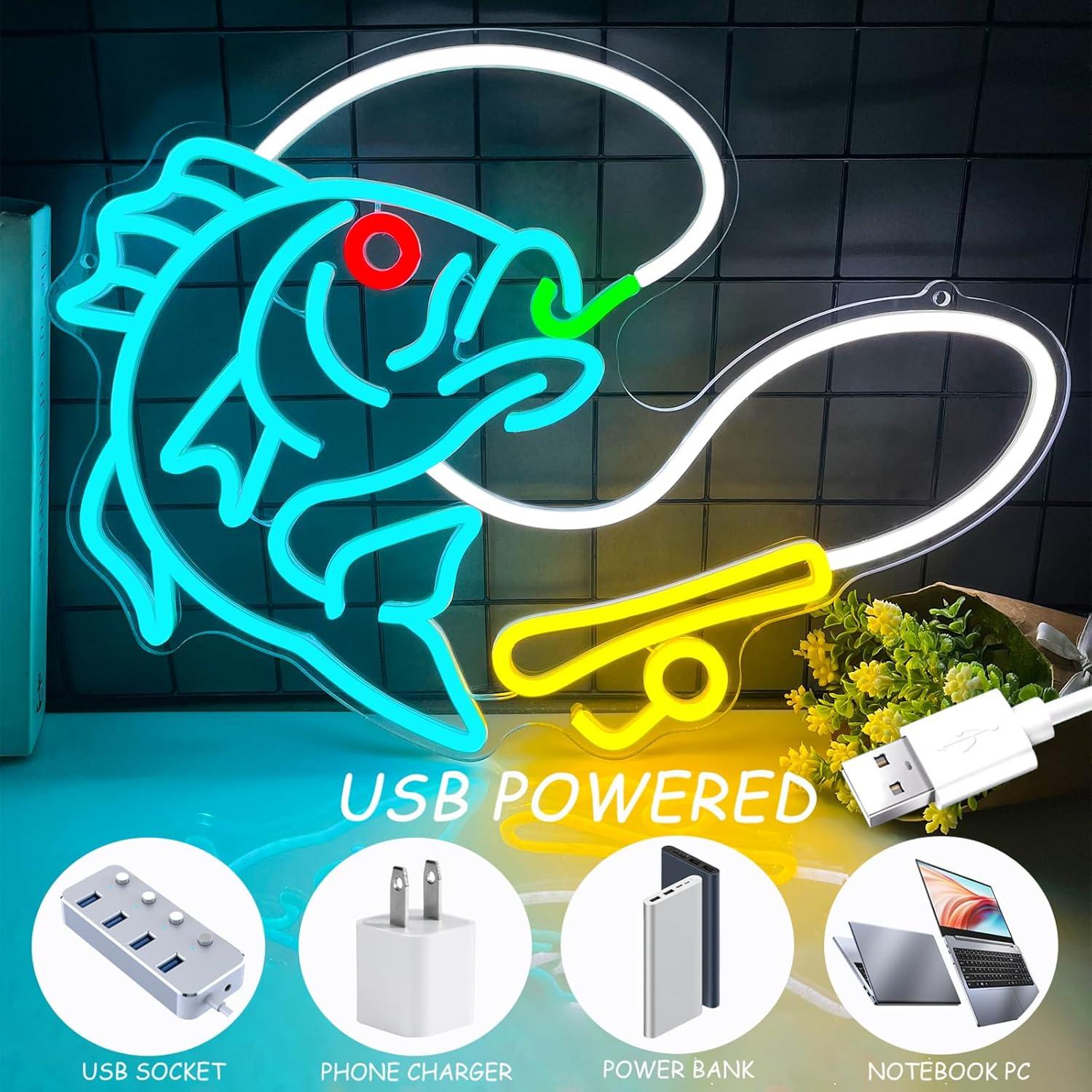 낚시 네온사인 USB 디밍 가능 낚시 바늘 조명 (낚시 - Commercial Kitchen Store 리뷰 및 가격